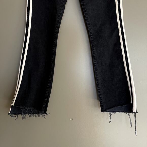 Mother Insider Crop Step Fray Jean in Guilty Racer Stripe Size 25 Black Bootcut - Picture 7 of 16